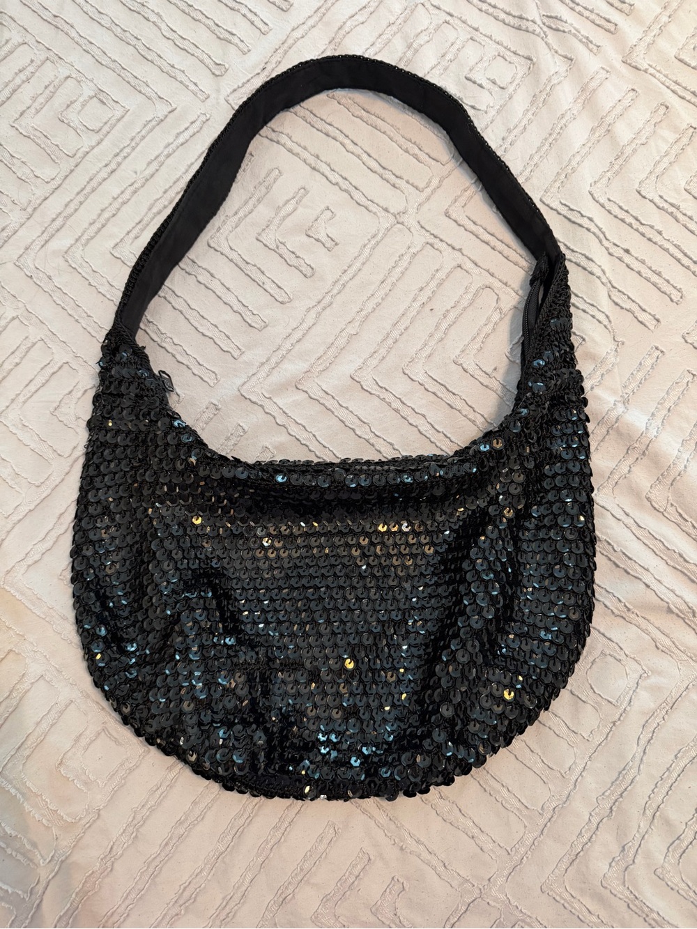 Vintage Y2K Frankie & Johnnie Black Sequin Shoulder Bag